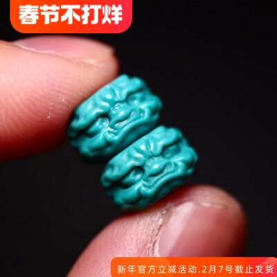 雪巴琉璃珠兽面醒狮貔貅隔片腰珠108文玩手串配珠秦古色