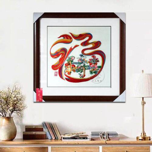 沁天湘绣精品手工单面绣传统老式绣品福禄寿喜字挂画卷轴成品礼品