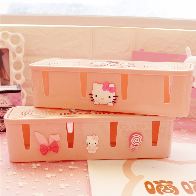 可爱卡通电源线收纳盒电线插线板整D理插座充电线盒插排理线器集