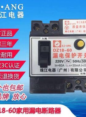 广州珠江家用黑色老款漏电断路器220V2P16/32/40/60A总开关保护器