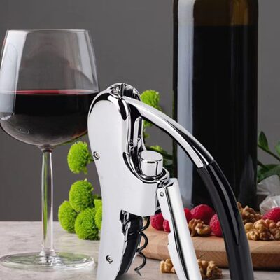 红酒开瓶器不锈钢高端起酒器葡萄酒开酒器手动起瓶器带切纸功能装
