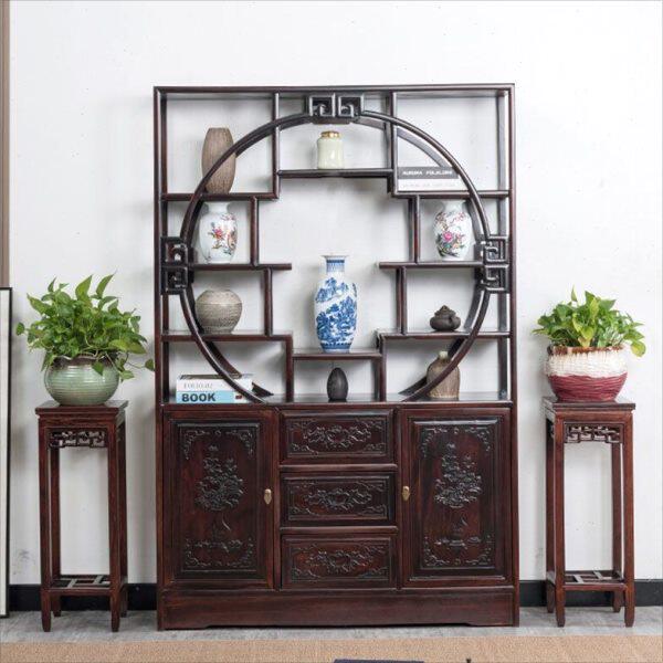 博古架实木新中式多宝阁茶叶具展示架收纳柜摆件隔断现代简约酒柜