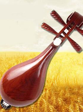 梵巢牌弹拨民族乐器红花梨木铜品骨花柳琴手工制作赠配件拨片弦盒