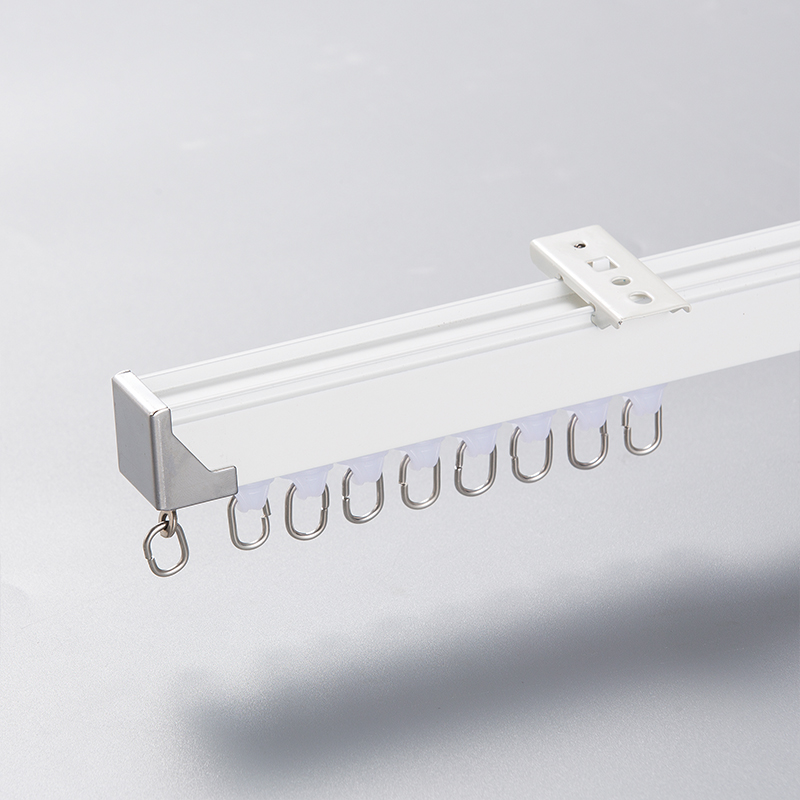 窗帘轨道滑轮滑轨铝合金导轨滑道双轨道直轨侧装罗马杆窗帘杆顶装