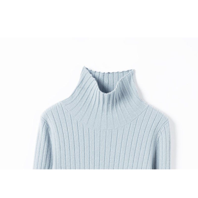 随身气质实穿!喇叭袖高领羊绒衫女纯羊绒毛衣针织打底衫秋冬