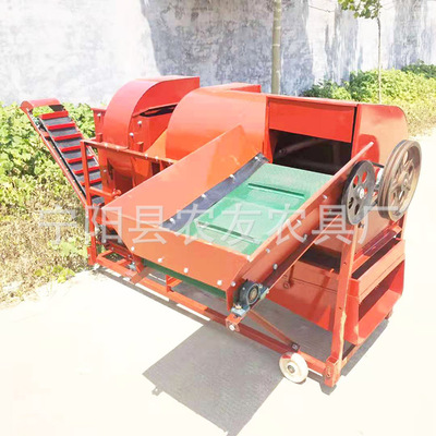 手扶皮带轮带动花生摘果机 鲜花生打果机7.5kw电机配套湿果收获机