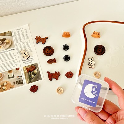 【小猫钓鱼】木质装饰磁吸冰箱贴洞洞板照片墙吸铁石铁皮柜磁吸