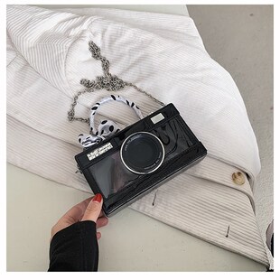 2024新款包包女包丝带手提盒子相机包ins韩版潮镭射链条小方包