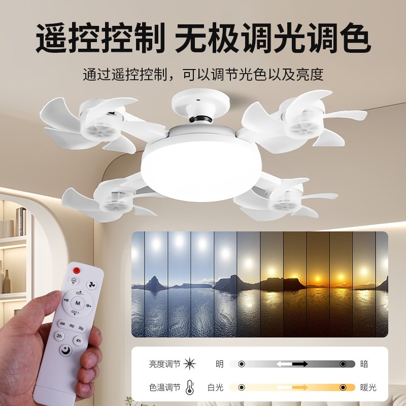 新款2025年无人机风扇灯家用E27螺口灯头一体电风扇灯LED吊扇灯泡