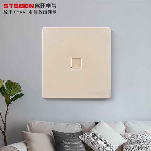 86型暗装双直通万兆网络面板CAT7电脑宽带信息金色七类网线插座