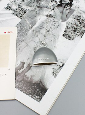 HI家半月铃铛链条皮绳项链小众设计时尚轻奢百搭高级感长款毛衣链