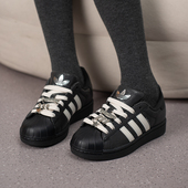 正品 W女低帮运动休闲板鞋 ADIDAS阿迪达斯三叶草黑贝SUPERSTAR