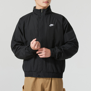 正品NIKE耐克男纯色运动休闲拉链加绒针织立领夹克外套FZ0657-010