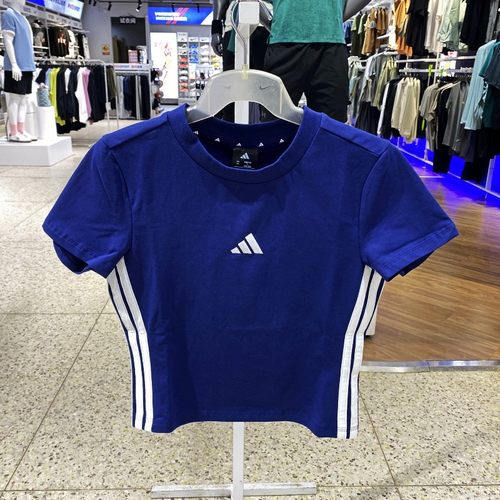 正品ADIDAS女三条纹短袖T恤