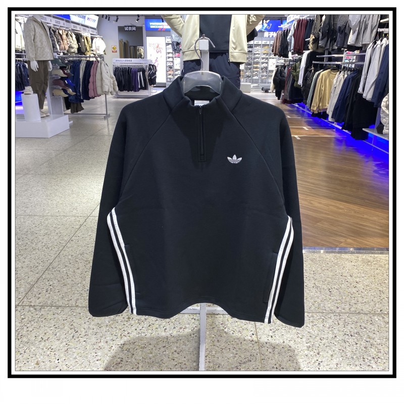 阿迪达斯三叶草男半拉链套头卫衣