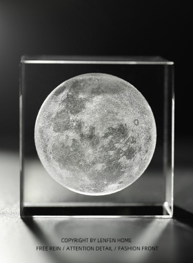 创意月球立方体桌面摆件月亮太阳系水晶球小夜灯文艺送礼