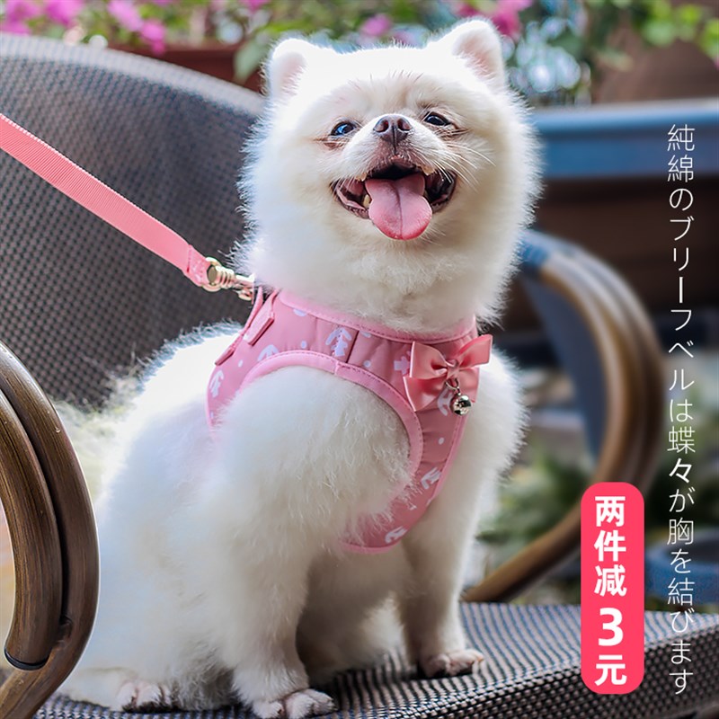 泰迪博美比熊狗狗牵引绳背心式可爱胸背带狗绳链子小型犬幼犬用品