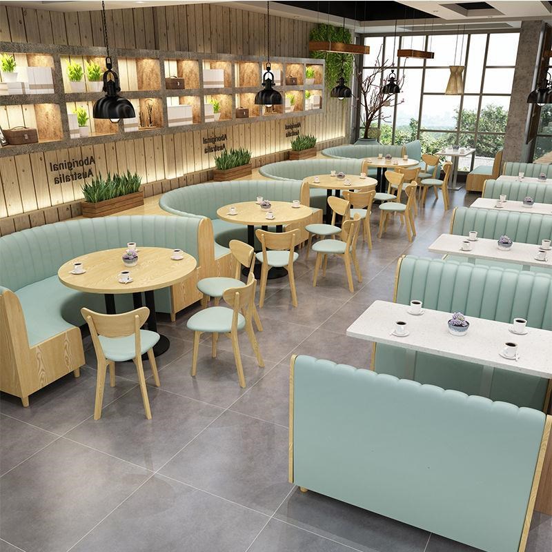 咖啡西餐厅奶茶饭店卡座沙发桌椅子组合商用定制软包清吧靠墙长凳