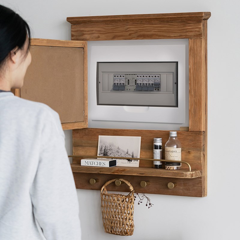 润家家居实木电表箱装饰画可挂墙小黑板餐饮奶茶店原木色装饰板子