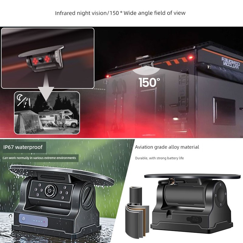 7英寸无线Dvr记录显示太阳能磁相机适用于露营车卡车拖车
