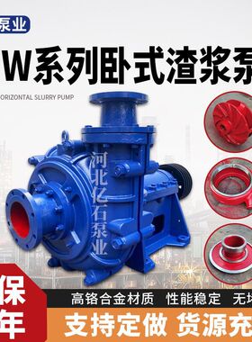 ZJW卧式渣浆泵尾沙回收矿渣输送洗煤厂煤泥耐磨Cr26合金渣浆泵