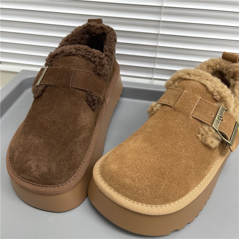 撤柜断码处理真皮女鞋2024年冬季新款韩版时尚圆头加绒厚底女棉鞋