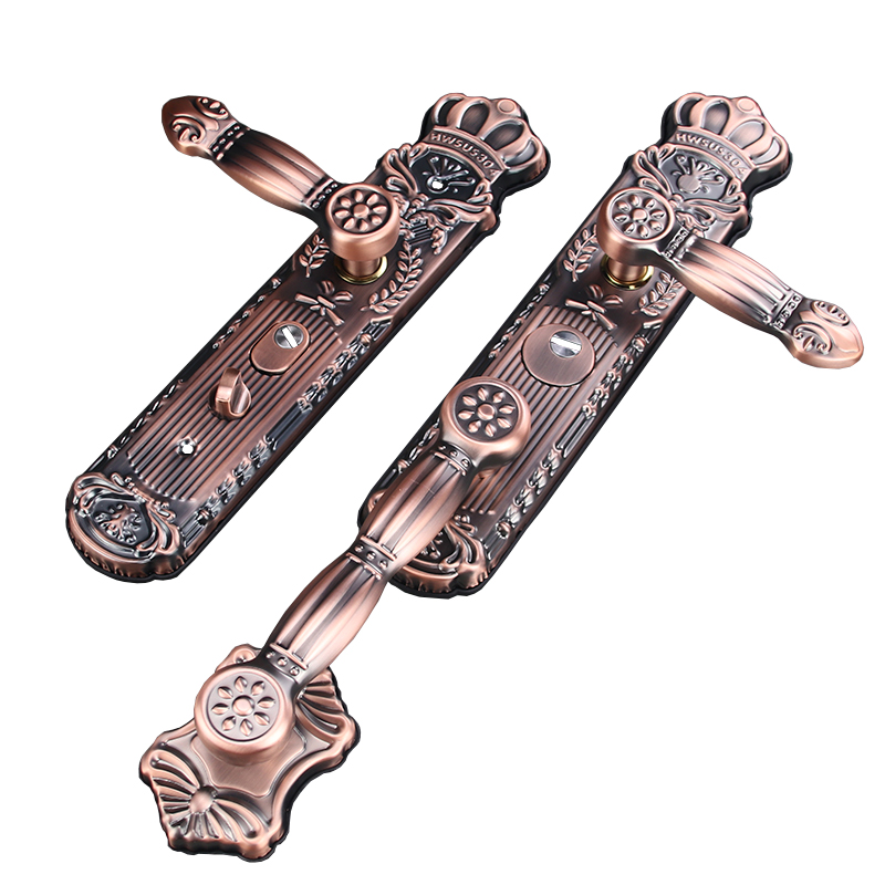 别墅对开门锁双开门不锈钢拉手16长款304红古铜大门把手可配C级锁