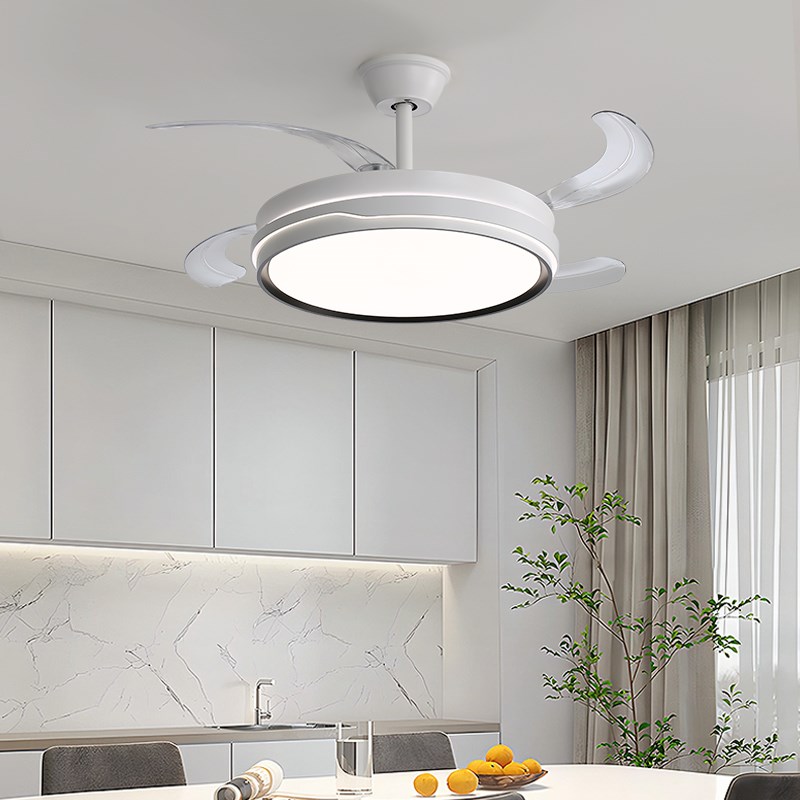 餐厅风扇灯吊扇隐形家用客厅卧室房间简约大气一体吊灯中山灯具