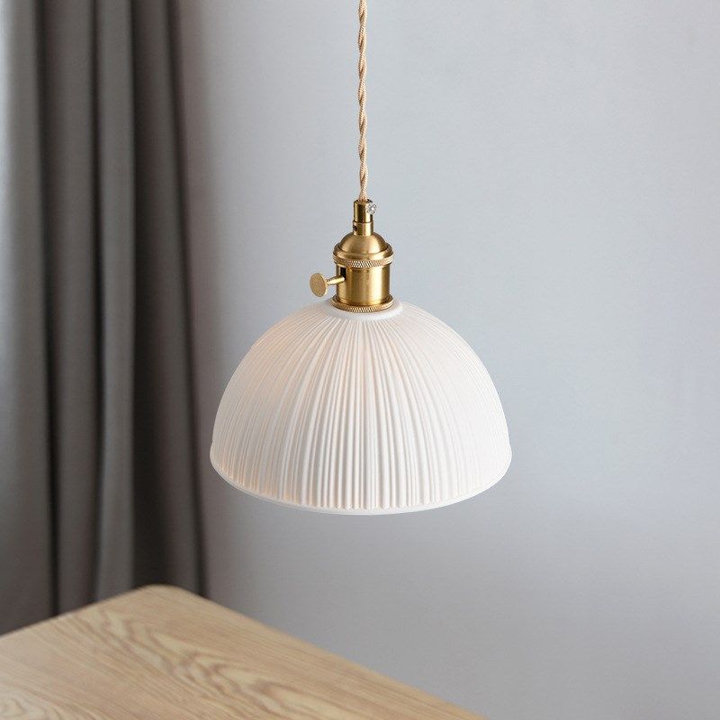 复古陶瓷半圆灯罩日式半透光创意个性民宿卧室床头灯吧台餐厅吊灯,家装灯饰光源,客厅吊灯,淘宝优惠券,粉丝福利购,淘宝优惠卷