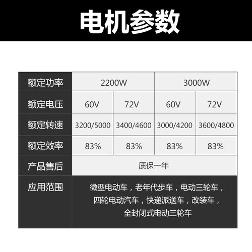 水电瓶电动三轮车大功率高速改装无刷电机60v72v1200w1500瓦3000w