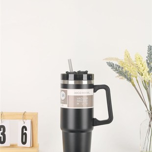 新品30oz不锈钢带手柄汽车杯大容量带吸管保温杯车载随手冰霸杯