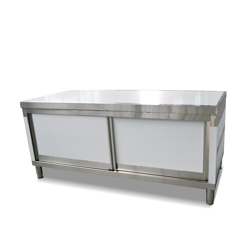 不锈钢工作台厨房操作台面储物柜切菜桌子打荷台不锈钢拉门工作台