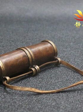 复古纯铜紫铜尼泊尔纯手工嘎乌盒管状长形项坠吊坠挂件挂饰藏饰
