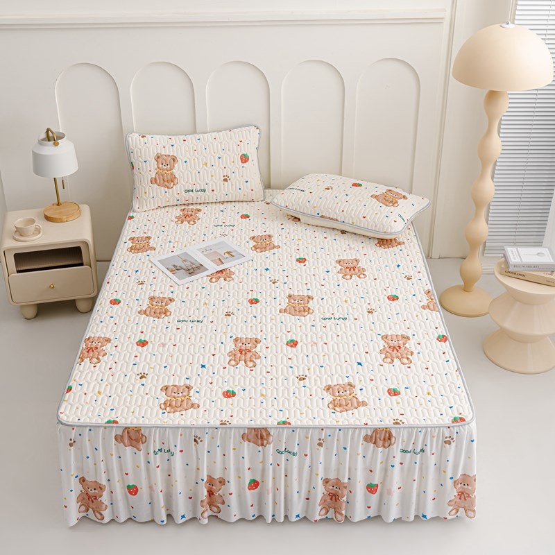 A类冰丝乳胶凉席三件套床裙床笠高档夏季夏天软席子冰感丝空调席