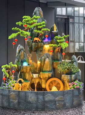 大型流水墙水幕景观招财摆件鱼缸酒店大堂前台开业办公室装饰屏风