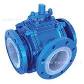 T型球阀 PTFE三通换向L 手动碳钢衬四氟PFA FEP