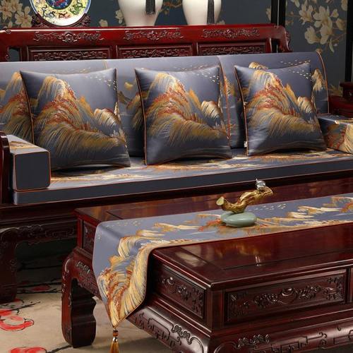 新中式红木沙发坐垫高端实木罗汉床五件套沙发垫海绵垫子定制座垫
