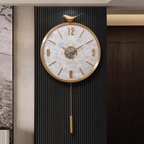 现代简约挂钟家用装饰表挂墙壁钟客厅轻奢黄铜钟表静音创意石英钟