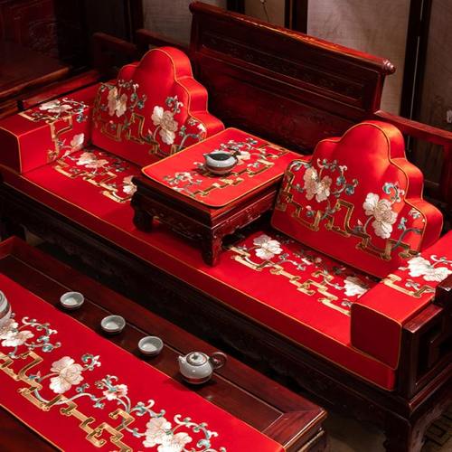 新中式沙发坐垫红木家具沙发乳胶垫实木罗汉床五件套垫子座垫定制