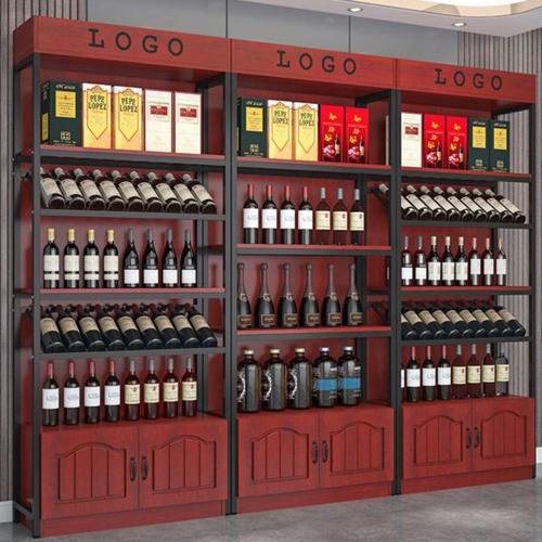 红酒柜展示架酒吧超市酒庄商用铁艺落地酒架置物架葡萄酒陈列柜子