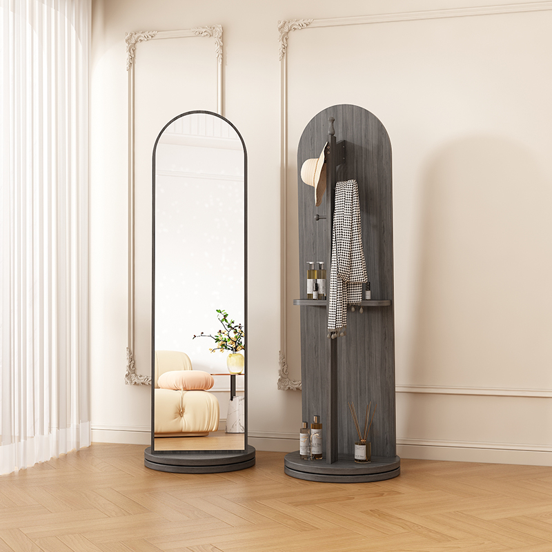 可旋转全身穿衣落地镜子家用卧室衣帽置物挂衣架一体可移动试衣镜