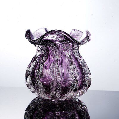 轻奢紫色福袋琉璃花瓶艺术钱袋子客厅玄关插花瓶乔迁礼鲜花器摆件