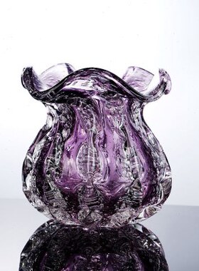 轻奢紫色福袋琉璃花瓶艺术钱袋子客厅玄关插花瓶乔迁礼鲜花器摆件