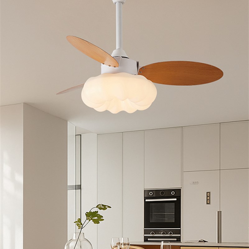 全光谱护眼中古风云朵餐厅风扇吊灯书房卧室客厅离线语音中山灯具