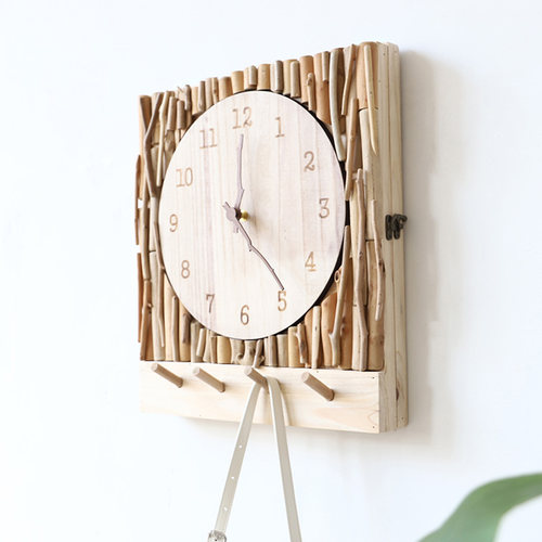 电表箱装饰画客厅置物架时钟电源总开关电闸挂钟简约遮挡实木挂钩