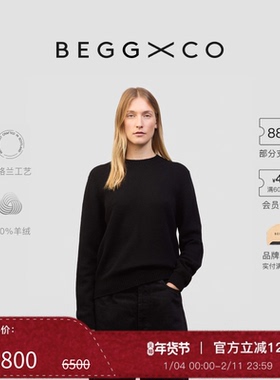 【秋冬系列】Begg x Co Hepburn女士纯羊绒黑色苏格兰赫本毛衣