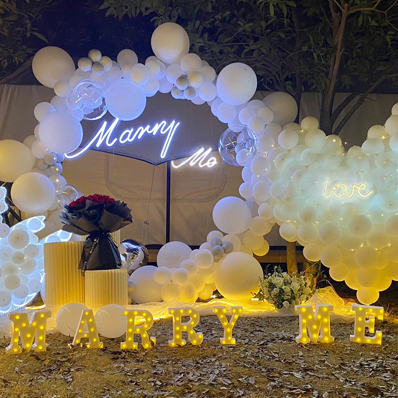 七夕氛围布置房间气球室外场景男女浪漫氛围室内求婚kYt背景墙装