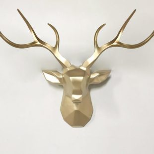 轻奢北欧风格 饰简约客厅新房橱窗电视背景墙壁挂 壁饰招财鹿头装