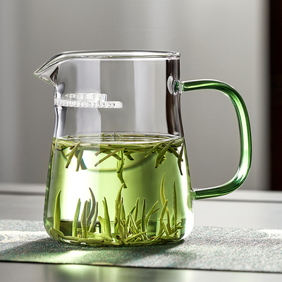 玻璃公道杯高档加厚带过滤分y茶器月牙过滤茶杯日式泡茶器茶漏一