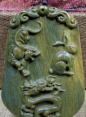 混搭三生肖吊坠龙挂木质虎绿绿色钥匙马小兔挂件木雕合檀木组合蛇